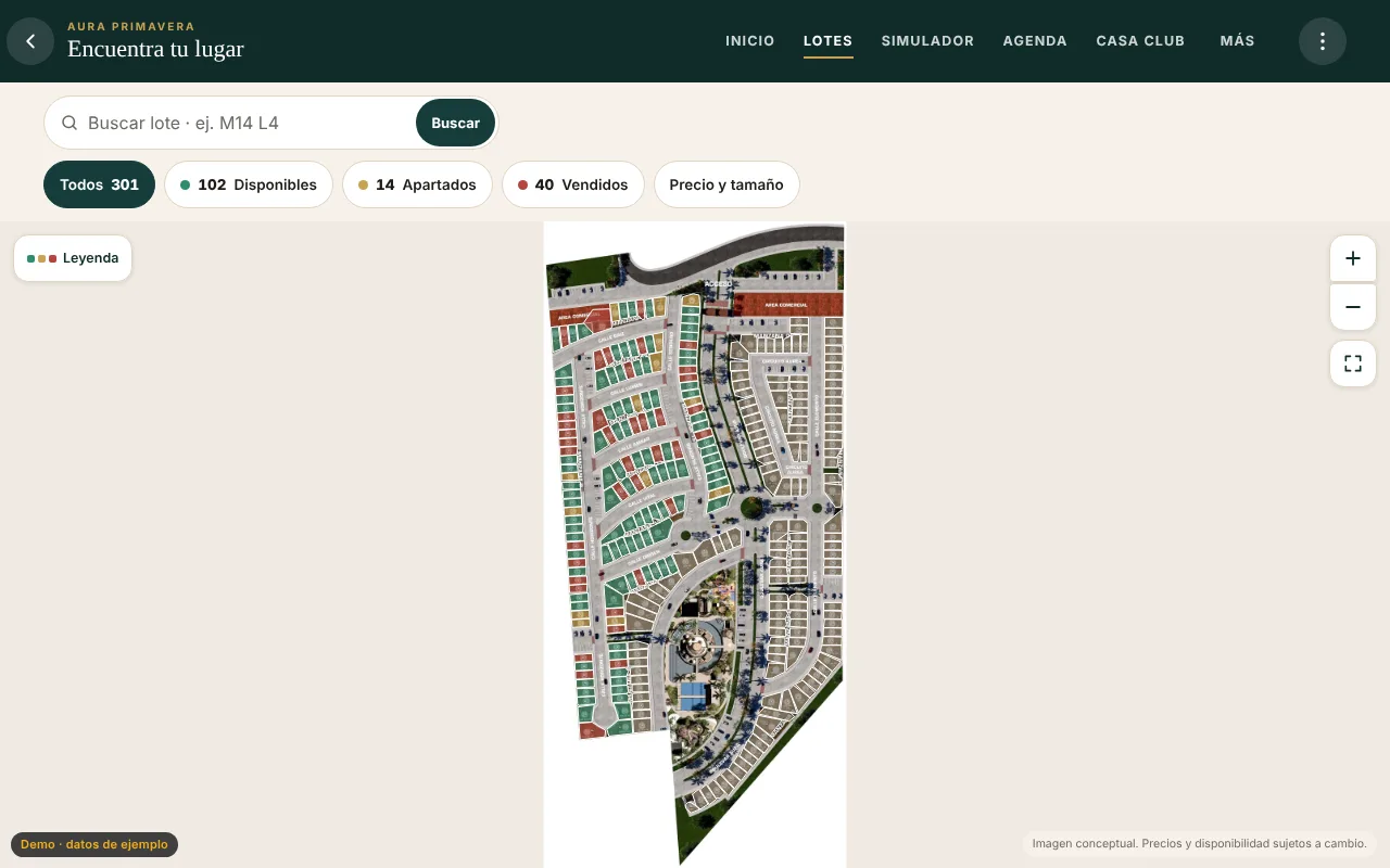 Mapa de lotes con disponibilidad